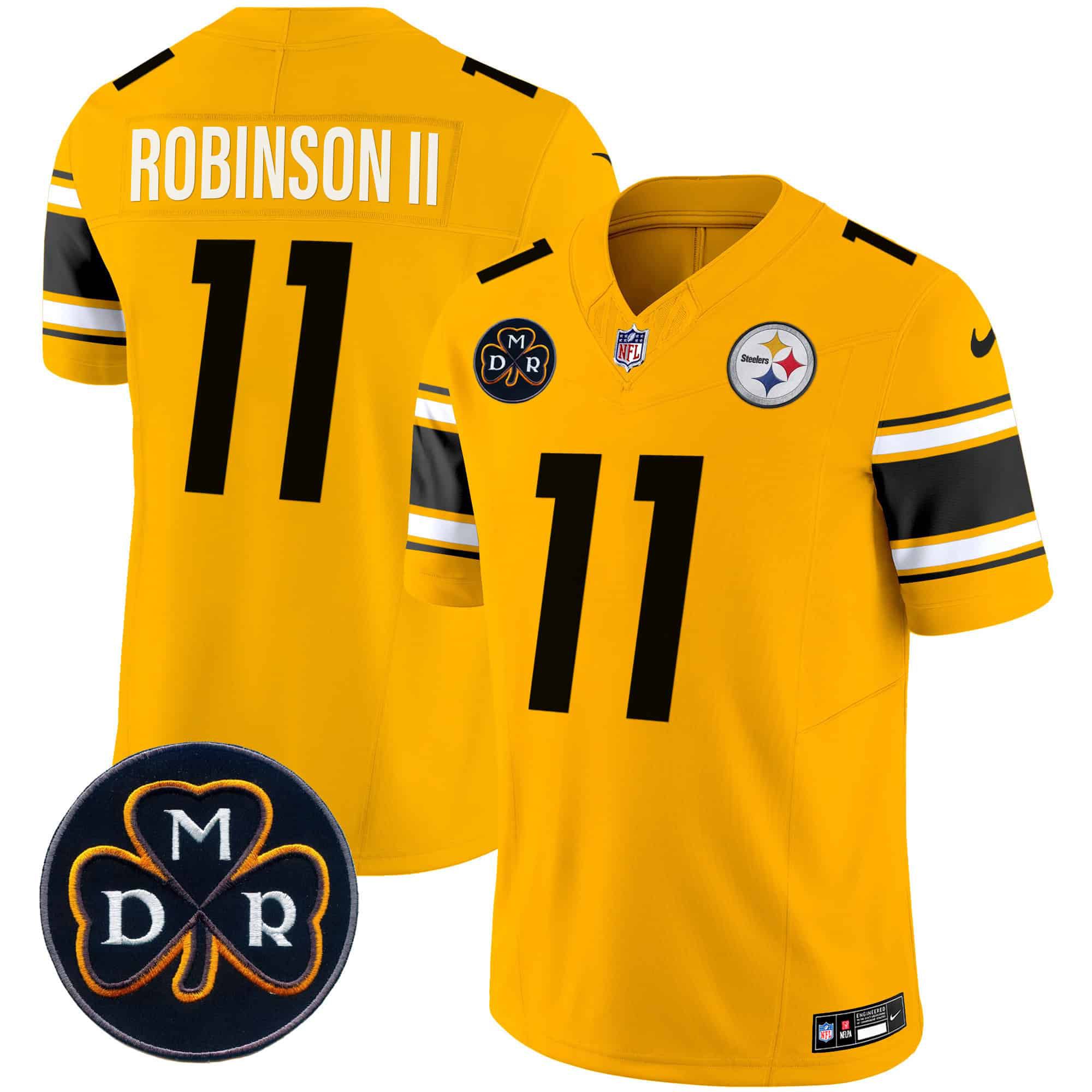 Men Pittsburgh Steelers 11 Robinson ii Yellow 2024 Nike DMR Patch Vapor Limited NFL Jersey